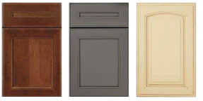 A picture of three doors in different colors
